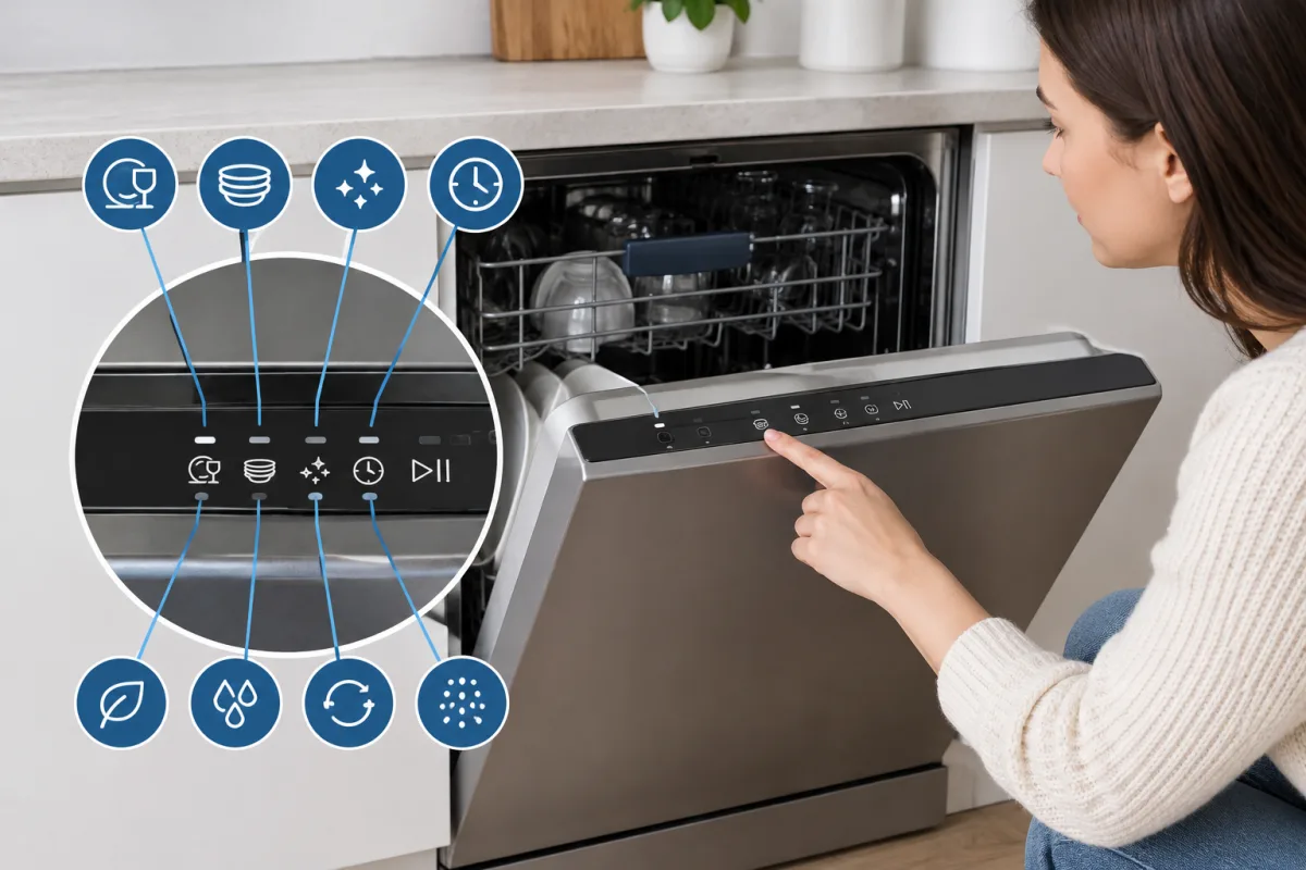 Позначки на посудомийній машині Beko: що вони означають